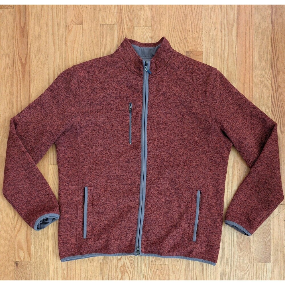 Johnnie-O Bates Full Zip Sweater Rust Red Rock Jacket Mens Large Stretch Fleece
